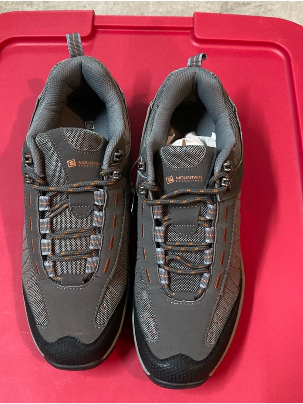 Men's Gray Athletic Hiking Sneakers with Orange Accents